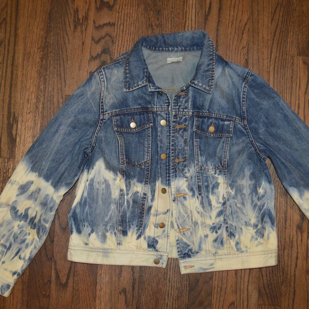 Tie Dye Bleached Denim Jean Jacket, Junior XL~Ladies 8-10